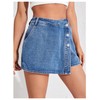 WDIRARA Women's High Waisted Button Front Denim Skort Asymmetrical Hem