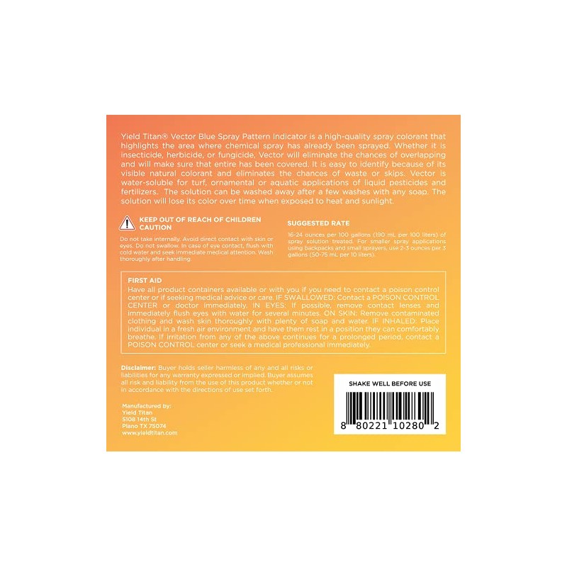 Yield Titan's Vector Blue Concentrated Spray Pattern Indicator 8 Ounces