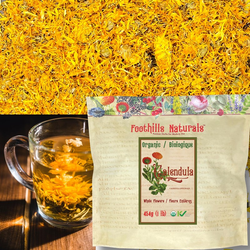 Foothills Naturals Calendula Flowers, Whole Organic - 454g / 1