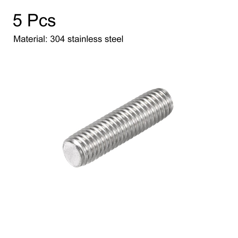 sourcing map 5Pcs M8 x 30mm Fully Threaded Rod 304