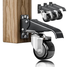 DOZAWA Workbench Casters Kit, 700 Lbs Retractable Casters Set of 4 Heavy Duty, 2.5" Side Mount Caster Wheels, Stepdown Castor Wheel for Workbenches, Machinery and Tables