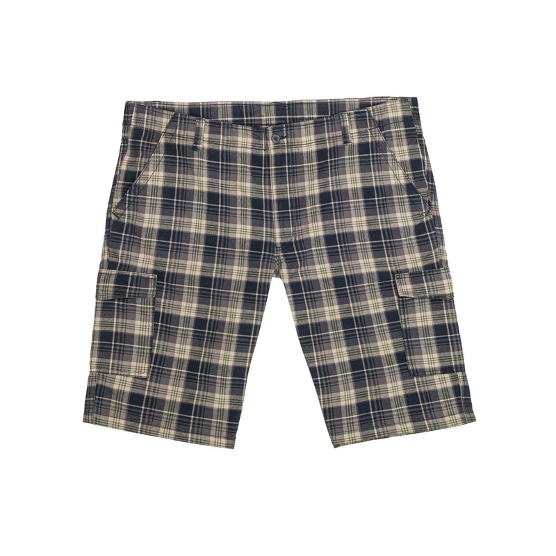 Lavecchia LV-65 Men's Plus Size Cargo Shorts with Belt, checked