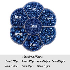 5800Pcs Half Pearls for Crafts, Flatback Pearls for Artwork Making, DIY Rhinestones Accessory Nail Art,Face Gems Jewels Flat Back Craft Pearls for Artist Creative - Dark Blue