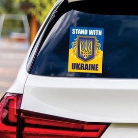 Stand with Ukraine Sticker Vinyl Decal, Stand with Volodymyr Zelensky Sticker, Support Ukraine, Ukrainian Flag Bumper Sticker, VP15026-6" x 4.5"