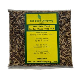 TnT Seed Company Peas, Oats, Vetch Garden Cover Crop Mix Seeds, Improves Soil Health, Weed Suppression, Nitrogen Fixation, Increases Biomass, No Fillers, 1 lb Bag