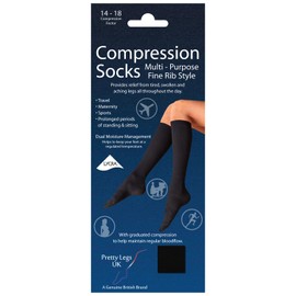 Pretty Legs Fine Rib Style Compression Socks DJ8M Black 4-7