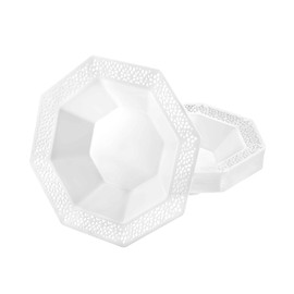 EcoQuality 5oz Pearl Octagonal Plastic Bowl - Elegant Disposable Serving Bowl for Weddings, Parties, and Special Events - Durable, Stylish, Reusable Tableware - Perfect for Catering and Buffets (90)