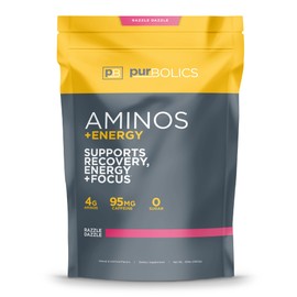 Purbolics Aminos + Energy | Supports Recovery, Energy & Focus | 95mg of Caffeine, 0 Sugar & 60 Servings (Razzle Dazzle)