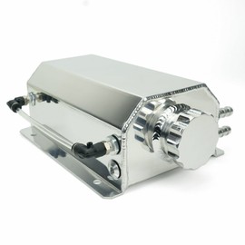 Heinmo 2 Litre Silver Black Universal Aluminum Alloy Car Engine Oil Catch Can Tank Car Reservoir Tank 2000ml Auto Anodized Aluminum can