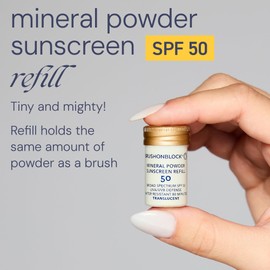 Brush On Block Mineral Sunscreen Powder Refill, Natural Broad-Spectrum SPF 50, Safe for Sensitive Skin, UVA UVB Face Protection, Reef Friendly (Translucent - Refill)