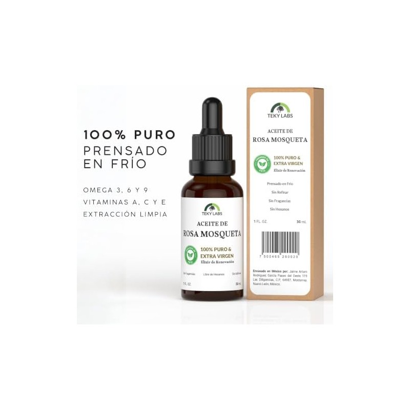 Aceite de Rosa Mosqueta Facial Teky Labs 100% Puro 30