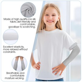 Heclia 3 Pairs Sports Arm Sleeves for Kids Basketball Football Compression Sleeves Thinly UV Sun Protection Cooling Arm Cover Sleeve Baseball Volleyball Outdoor Elastic Ice Sleeve (8-12 Years)