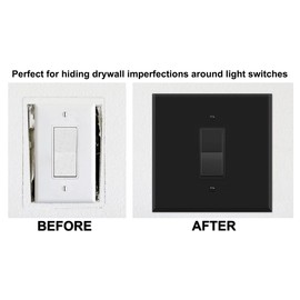 OVERSIZED Metal Switch Plate, 2 Gang Jumbo Decora Cover Plate (for 1 Centered Device), Switch Cover for Rocker Switches, GFCI, Steel Painted Black - UL Listed, 5.5" x 5.5" - Made in USA