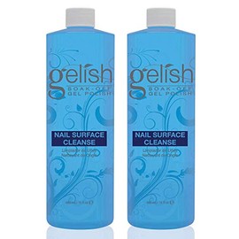 Gelish Nail Soak Off Surface Gel UV Top Coat Cleanser Bottle, 16 Fl Oz (2 Pack)
