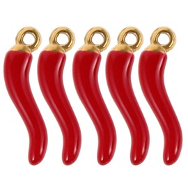 Operitacx 5pcs Hot Pepper Charms, Alloy Enamel Pepper Pendants Red Chili Vegetable Charm Jewelry Accessory Findings for Bracelet Earring Necklace Diy Craft Making
