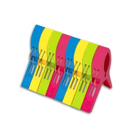 KTOJOY 8 Pack Beach Towel Clips, Plastic Large Clothes Clamps, Bright Colors(Yellow,Blue,Green,red), Chair Clips, Towel Holder