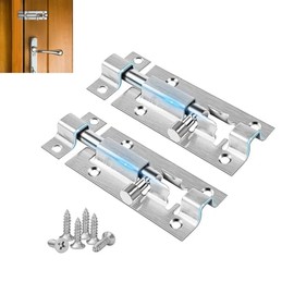 2 PCS 3 Inch (75mm) Door Lock,Bedroom Door Lock Stainless Steel Bolt Lock, Silver Door Latch Slide Bolts Lock with Screws, Door Bolt use for Bathroom Gate Shed Garden Toilet