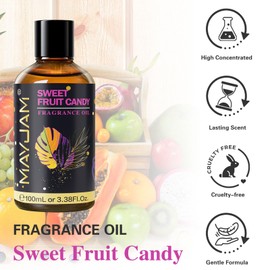 Sweet Fruit Candy Fragrance Oil Essential Oil, MAYJAM 3.38FL.OZ Sweet Fruit Candy Oil for Diffusers for Home, Long Lasting Scented Oils for Soap Candle Making - 100ML
