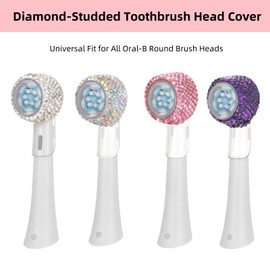 4 Pack Electric Toothbrush Heads Cover Compatible with Oral B Bling Travel Tooth Brush Cap Protector Fits for Oral-B iO Series, Pro 1000, 1500, 5000, 7500(White+AB+Pink+Purple)