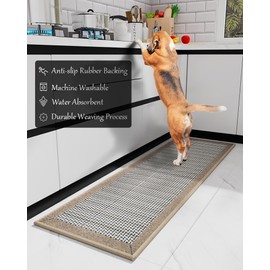 PADOOR Kitchen Mats for Floor, Kitchen Rugs Non Slip Washable, Rubber Backed Kitchen Runner Super Absorbent Long Kitchen Floor Mat Sink Rug, 20”x70” Brown