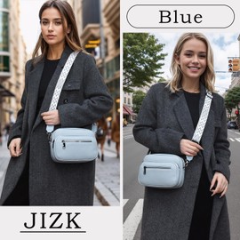 JIZK Shoulder Bag Women's Small PU Leather Crossbody Bag Women's Handbag Bag with Wide Strap Women's Handbags for Women, sky blue