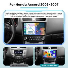 Android 15 Car Stereo for Honda Accord 2003 2004 2005 2006 2007 10.1" HD Touchscreen for Accord Radio Upgrade, Wireless CarPlay/Android Auto, 5G WiFi, GPS, Bluetooth, Backup Camera 2GB+64GB