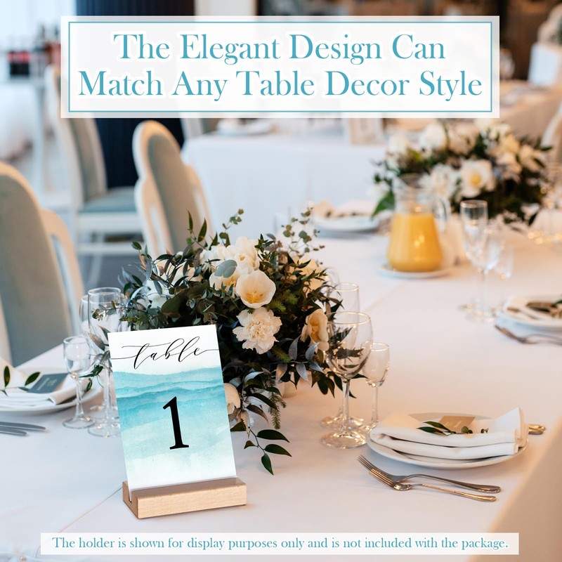 Clabby 31 Pcs Wedding Table Numbers 1-30 Blue Beach Double
