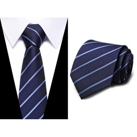 Passabin - Juego de corbatas tejidas para hombre, 6 unidades, Rayas azules, cachemira azul, rayas doradas, flor roja, punta azul, 2.95 inches*57.5 inches