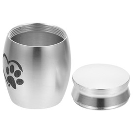 minkissy Pet Memorial Ash Urn Urn for Pet Ashes Small Dog Urn Love Paw Print Stainless Steel