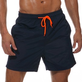 SILKWORLD Bañador para hombre de secado rápido, pantalones cortos de playa con bolsillos, Azul marino, US XXL (Fits Waist 38.5" - 40")