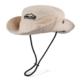 TAGVO Sun Hat UV Protection for Men Women Classic Washed Foldable 100% Cotton Fishing Hat Fishing Hat with Adjustable Chin Strap Outdoor Hat for Gardening Camping Hunting Hiking, beige, Unit size