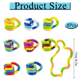 Tangle Fidget Toy, 8-Piece Fidget Toys Set, Stress Relief and Sensory Stimulation, for Adults and Children, Ideal for Home, Office or On the Go