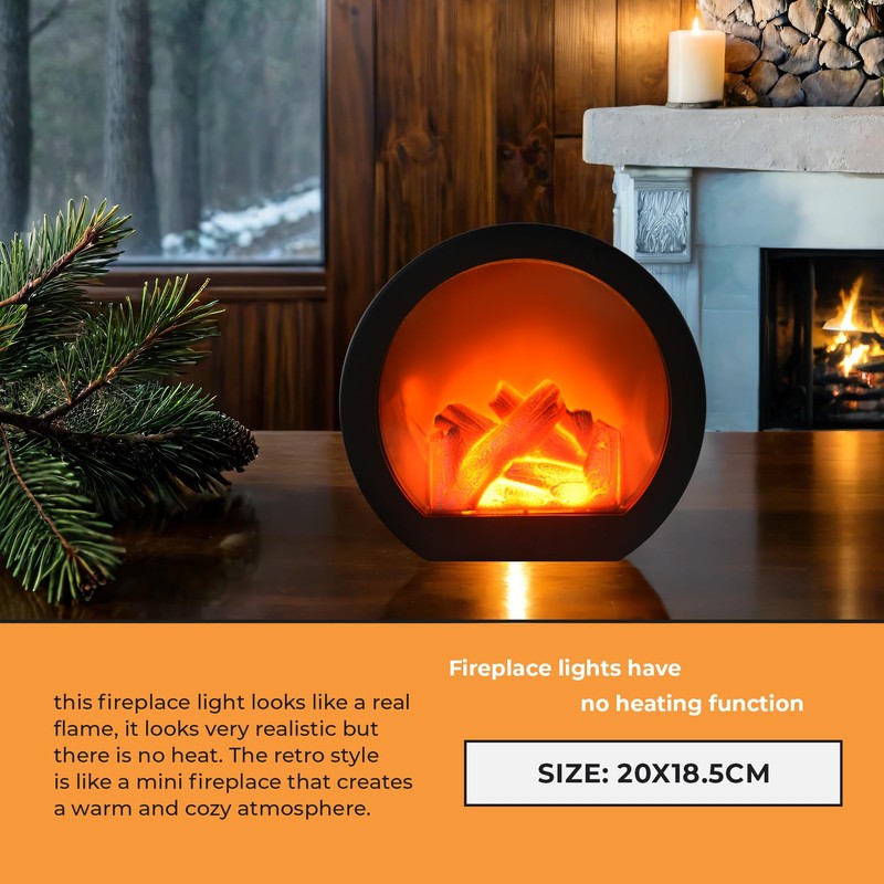 Peakloong Flameless LED Fireplace Lantern Simulation LED Table Fireplace LED