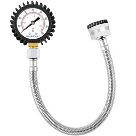 Uharbour Uharbour Water Pressure Gauge 0-11bar / 160psi Dual Scale 3/4BSPT to 1/2BSPT, Buttom Mount, Rubber Protector, Brass Thread