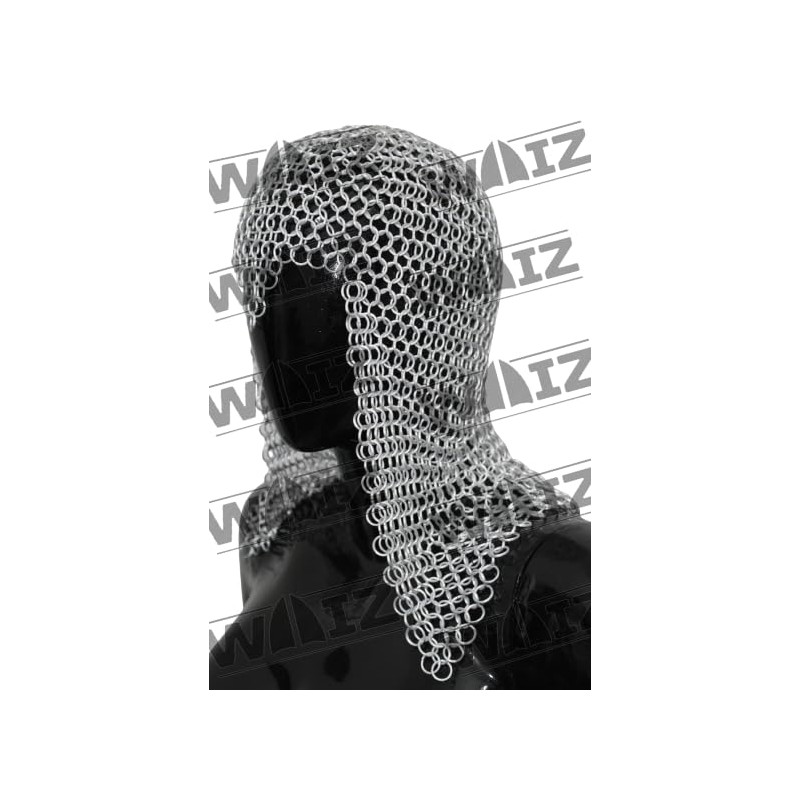 WAIZ Medieval Knights Butted Aluminium Chain Mail Coif Ring Maille