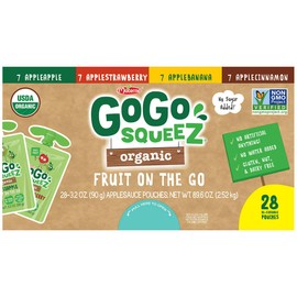 GoGo SqueeZ Organic Applesauce, Variety Pack, 3.2 oz, 28-count