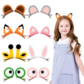16 Pcs Animal Ear Hair Clips Jungle Safari Animals Toddlers Animal Hair Pins Hair Accessories for Girls Kids Cosplay Birthday Theme Party Supply