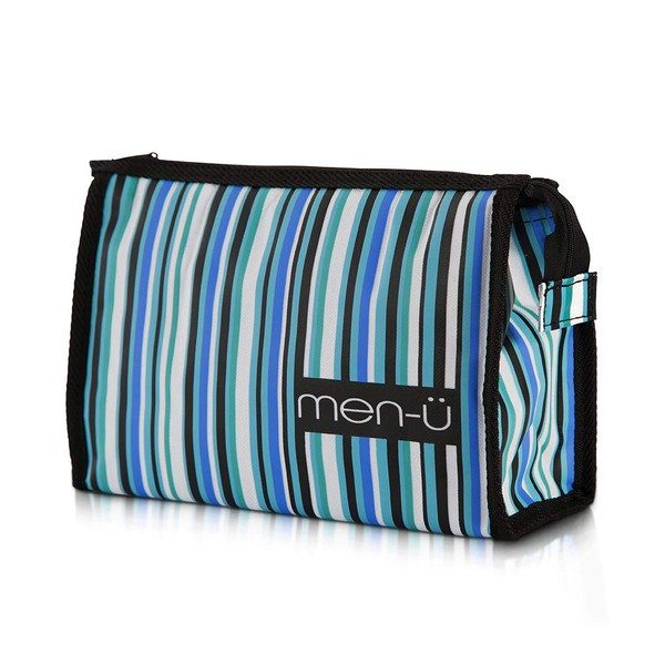 men-ü Stripes Toiletry Bag, black, white, green and blue, 120 g