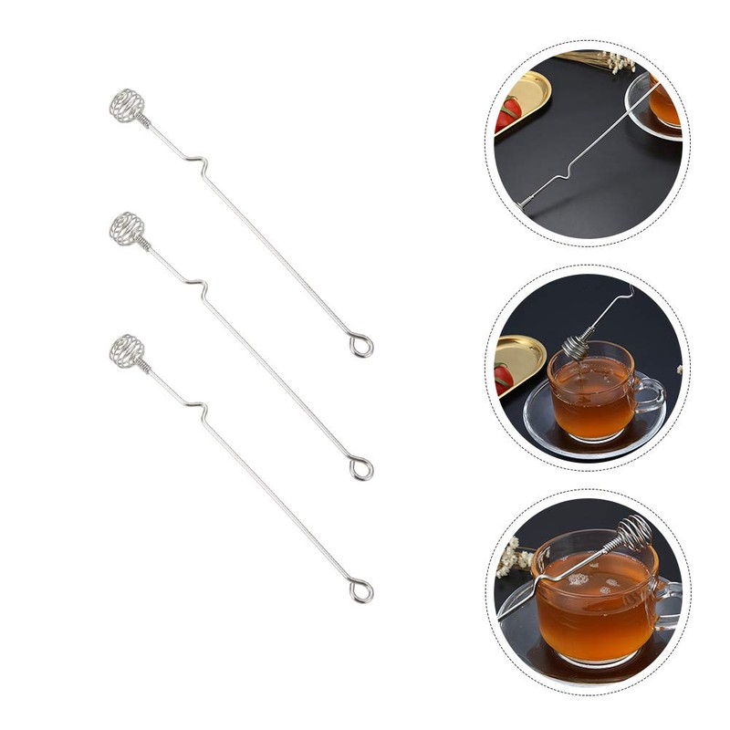 Lurrose Set of 3 Stainless Steel Long Handle Honey Stirrer
