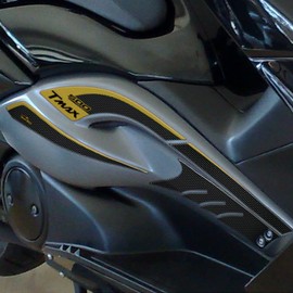 Resin Bike Sticker Scooter Compatible with YAMAHA Tmax 500 and 530 2008-2011. Protection Side Lights Boomerang from Case PU Graffi. Sticker 3D Resin Effect Carbon and Gold