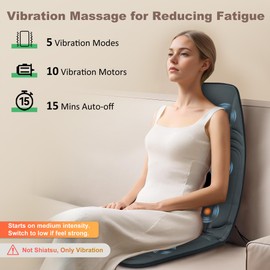 Heycool Vibration Back Massager with Heat, Massage Chair Pad with 10 Vibration Motors & 2 Heating Levels, Chair Massager for Recliner, Office Chair, Sofa