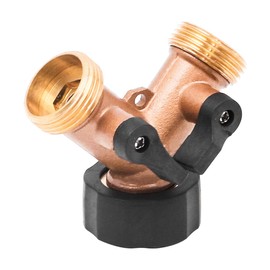 ZONADAH Brass Garden Hose Splitter 2 Way Garden Hose Adapter 3/4 inch Faucet Hose Y-Connector Irrigation Valve Diverter Connector for Garden Farm Watering