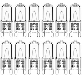 Haraqi Haraqi 12Pack G9 Halogen Bulbs 33W 230V 2800K Warm White 380lm,Clear Capsule Halogen Lamps Dimmable, No Strobe, No Flicker