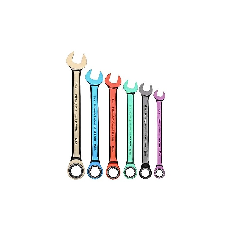 Pittsburgh 6 Piece Metric Ratcheting Color Combo Wrench Set