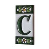 Ceramic House Tile Numbers & Letters, Green Floral Design, Tile
