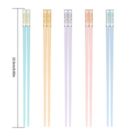 5 Pairs of Chopsticks, Sushi Chopsticks, Chinese Japanese Chopsticks, Non-Slip Fibreglass Korean Asia Chopsticks, Reusable, Dishwasher Safe, Colourful Cherry Blossoms