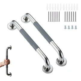 201 Stainless Steel Grab Bar Bathroom, Heavy-Duty Shower Hand Rail, Wall-Mounted Grab Handle, Anti-Slip Grip Textured Rubber Coating for Secure Hold in Showers/Stairs