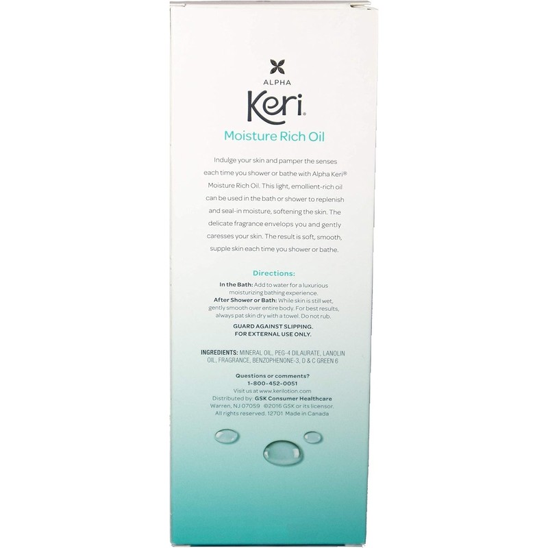 Keri Moisture Rich Shower Bath Oil, Clear, 8 Ounce (Pack