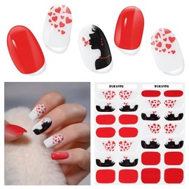 Nagelfolie UV H√§rtend - 28 St√ºck Nagelsticker UV Gel Nagelfolien Selbstklebend Valentinstag-Herzen Nail Sticker Nagellackstreifen Gel-Nagelaufkleber Art Stickers DIY f√ºr Valentine's Day