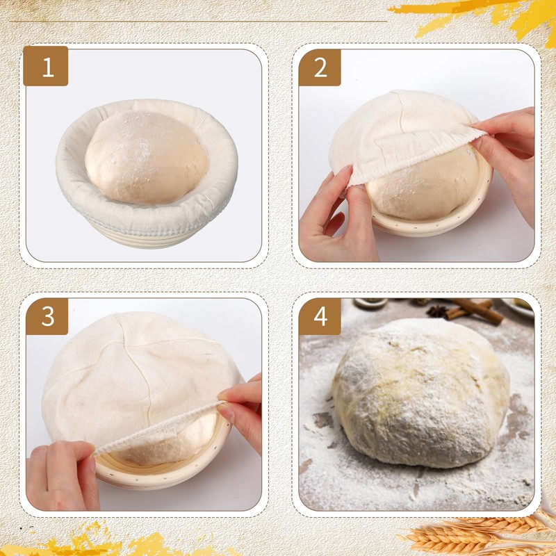 Irenare 10 Pcs Bread Banneton Proofing Basket Round Dough Sourdough